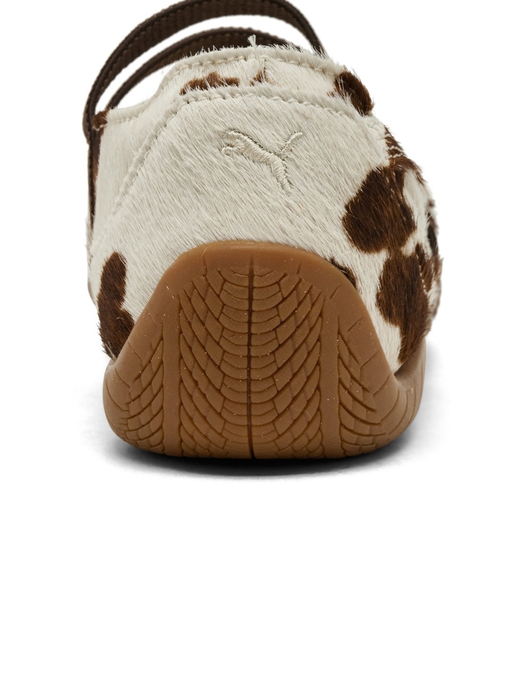 Puma Cow-Print Ballet Flats with Double Elastic Straps - Brown & White - Picture 2 of 7
